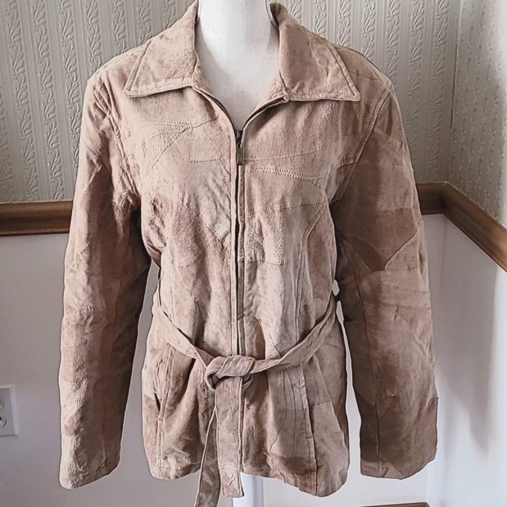 Leather Patchwork Zip Up Jacket. Size Xxl - image 1